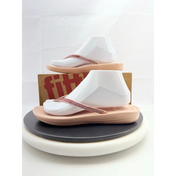 FitFlop iQushion Ombré Sparkle Women 8.5 Flip Flop Sandals Rose Foam DG5-A41-070 - Picture 1 of 11